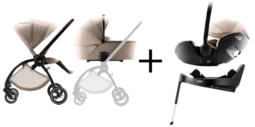 RIO Kinderwagen, RIO Babywanne, BABY-SAFE PRO Babyschale in Teak und VARIO BASE 5Z, Teil des RIO COMFORT PLUS SET